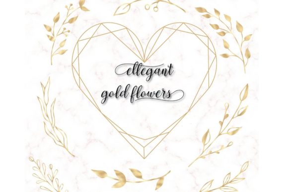 42 Gold Floral Clip Arts: Elegant Digital Designs