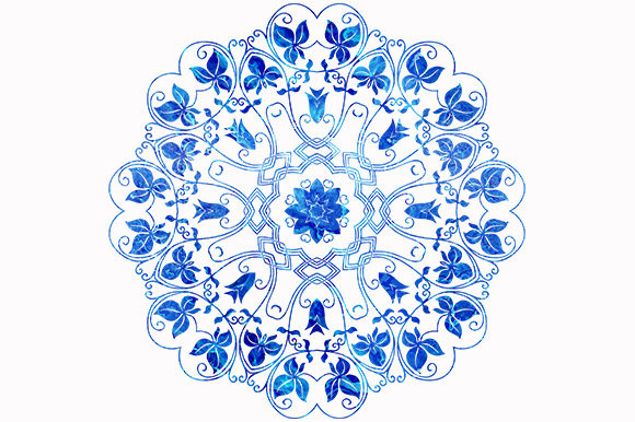 Blue Mandala Flowers Floral Wreath Design Guide