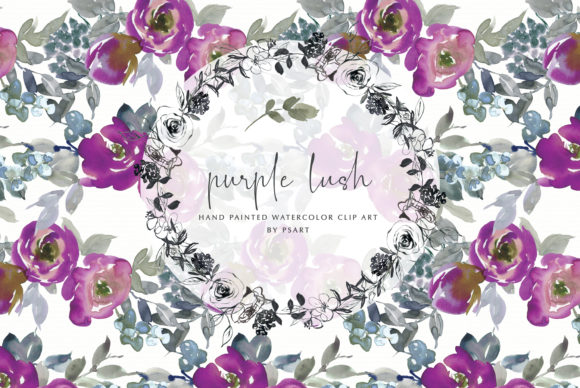 Elevating Design Projects with a Watercolor Purple Floral Clipart Set