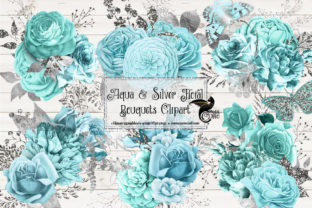 Evaluating Aqua and Silver Floral Bouquets Clipart for Creative Projects
