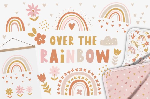 Evaluating the Floral Rainbow Pattern and Graphic Set for Boho Nursery and Stationery Design
