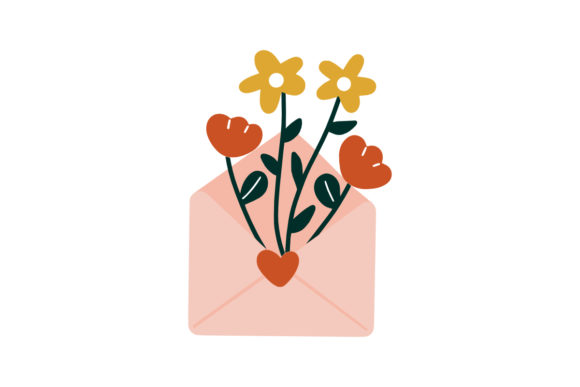Floral Bouquet in Envelope Valentines: A Versatile Doodle Asset for Spring Creativity