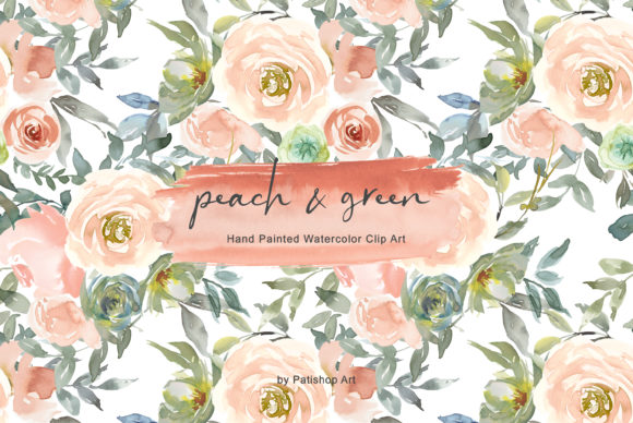 Peach Green Watercolor Floral Clipart Guide