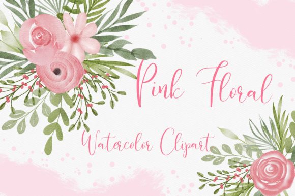 Pink Floral Watercolor Clipart for Creative Projects