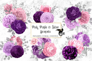 Pink Purple and Silver Floral Bouquets for Design