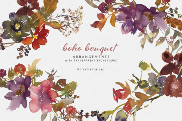 Watercolor Boho Floral Clipart Set Guide